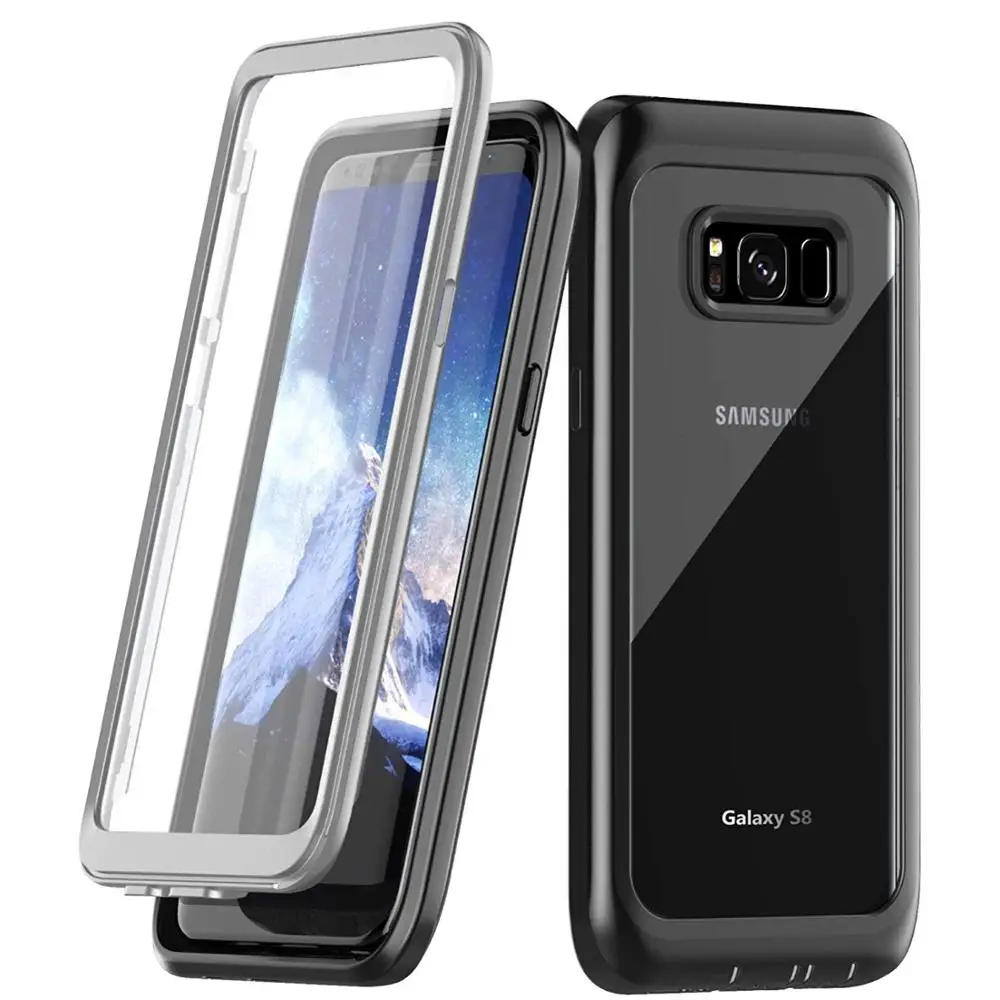 

For Samsung Galaxy S8 Case, Built-in Screen Protector Cover 360 Degree Protection Full-body Rugged Clear Bumper Case for S8