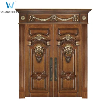 Iglesia De Lujo Tallada Puertas Dobles De Madera Diseño De Puertas De