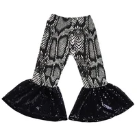 

Wholesale baby girl milk silk cotton ruffle pants children boutique bell bottom for kids