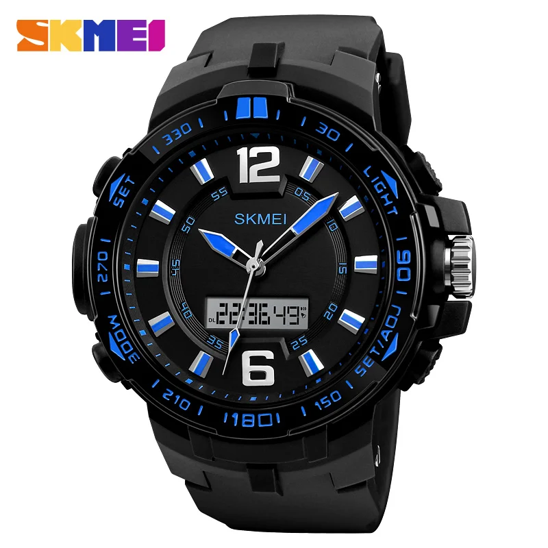 

2017 New design Skmei 1273 5atm waterproof analog digital outdoor sport watch for men, 4 color/customized