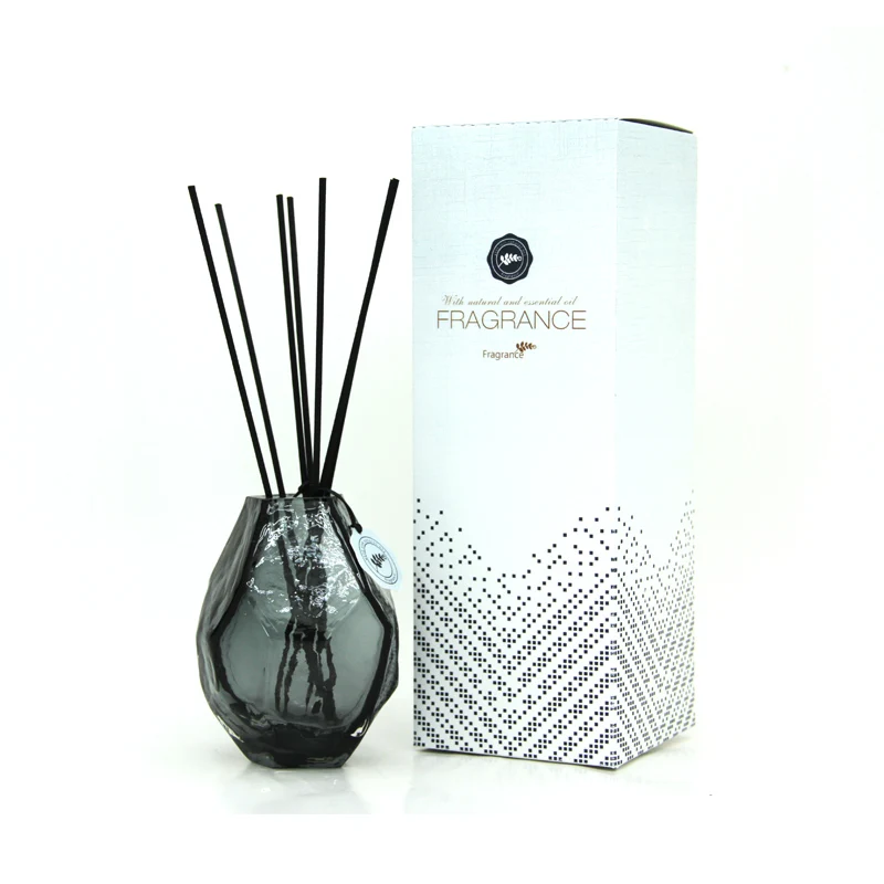 

Glass Bottles Fragrance Reed Diffuser Air Fresheners Grey Home Fragrance Smell 350g Paper Box with Rose Gold Foil Stamping 100ML