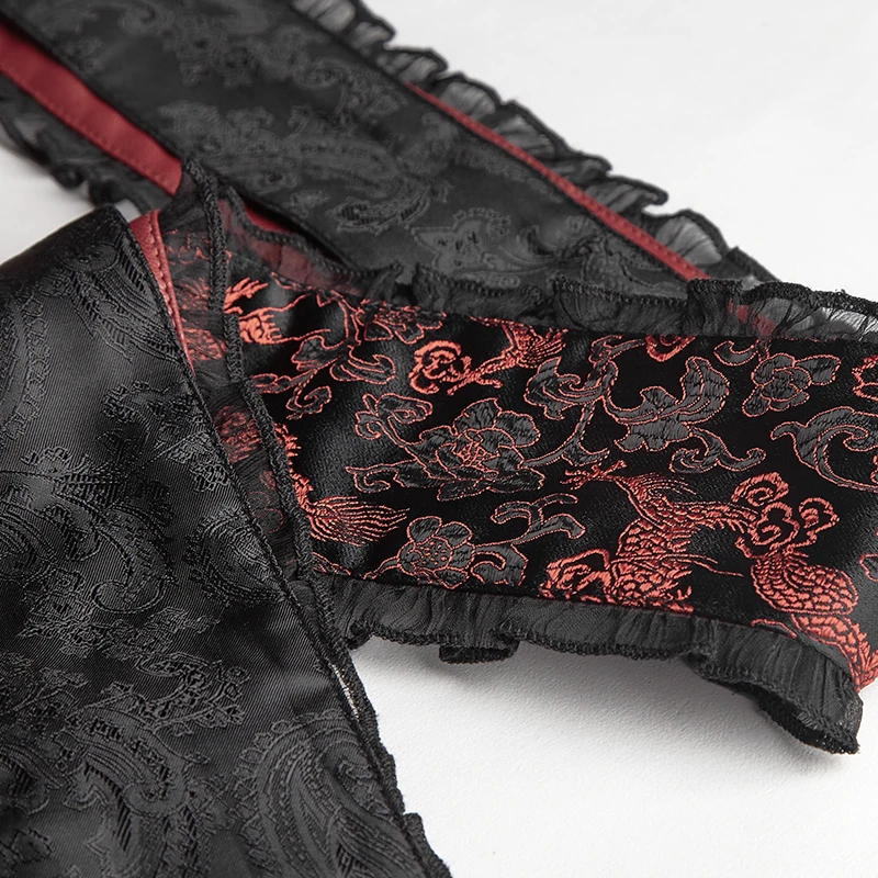 LQ-079 Lolita Latest Design Black-Red Onesie Long Sleeve Kimono Dress Midi