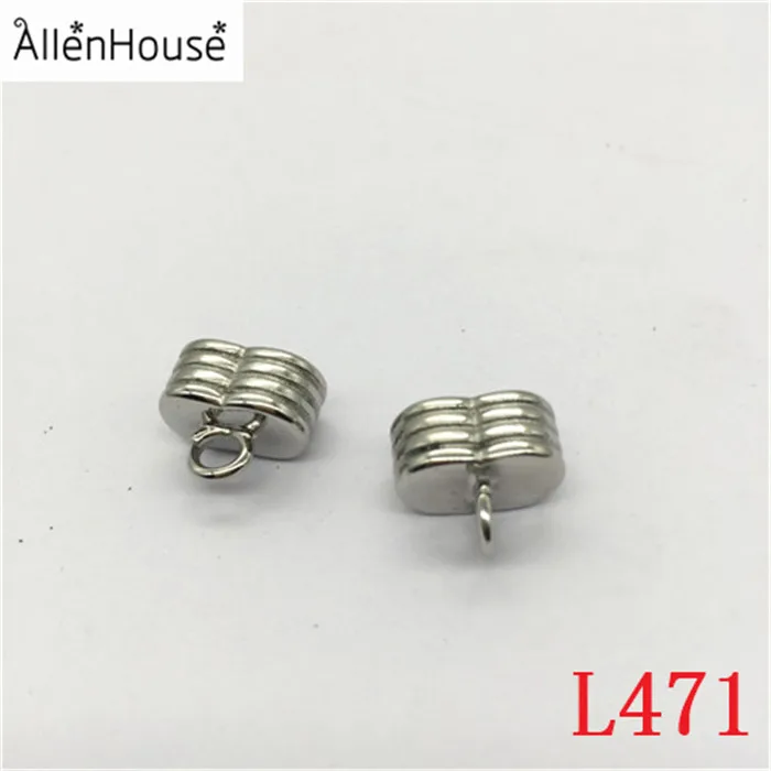 Custom Double 5mm Holes Stainless Steel Metal Cord End Caps With Spring