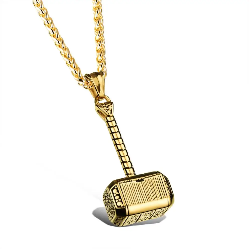 

Personalized titanium steel male thor's hammer necklace