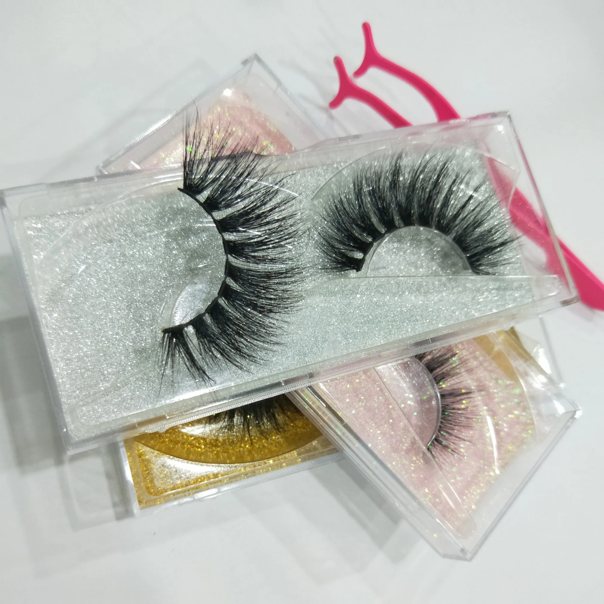 

OEM Private Label False Eye lashes Package for 3D Mink Fur Eye lashes, Nature color black