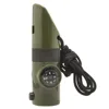 7-in-1 Survival Whistle - Includes LED Flashlight, Waterproof Storage, Compass, Thermometer for Hiking, Camping, Hunting