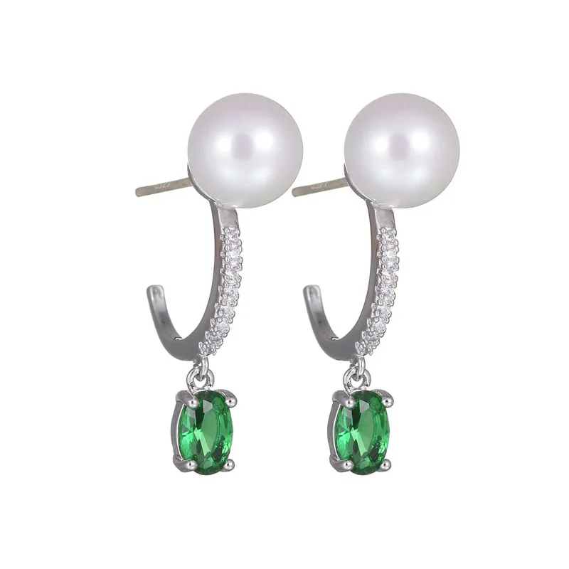 

Oval Jewelry Emerald With Pearl Earring Jewellery Istanbul, Green