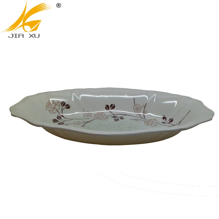 
15.5' melamine ware flower shape oval deep plate 