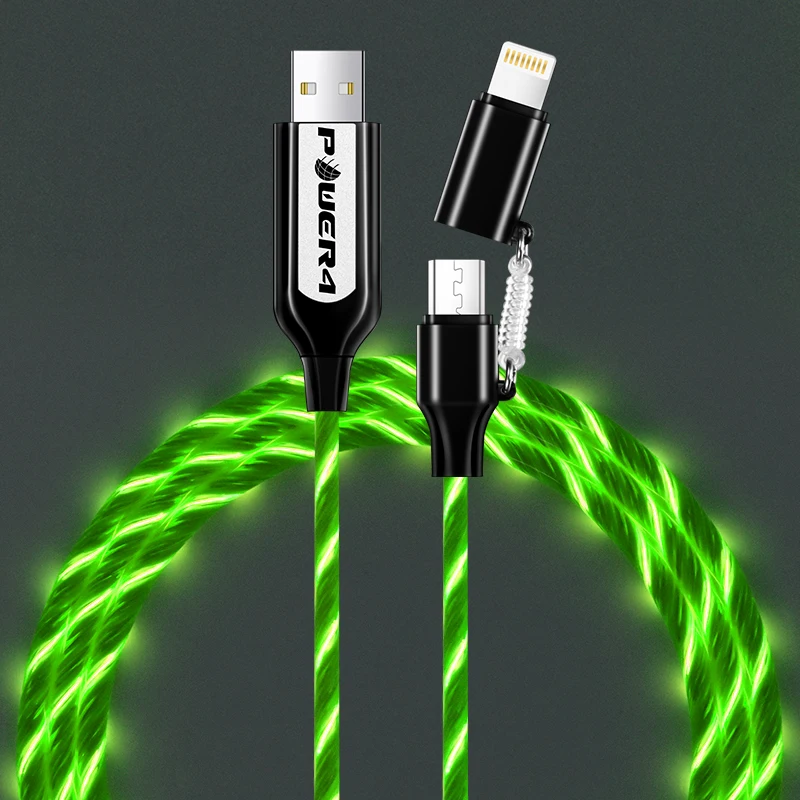 2in1 Glowing Charger Cable Led Light Up Charging Cable El Flowing Usb