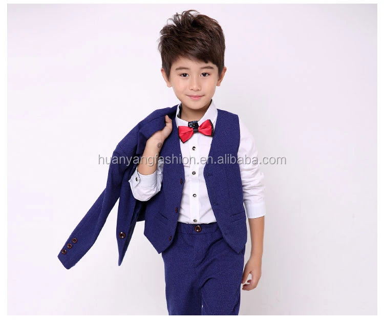 Cnx51 New 4 Pcs Set With Tie Kids Clothes Boy Suit Black For Weddings