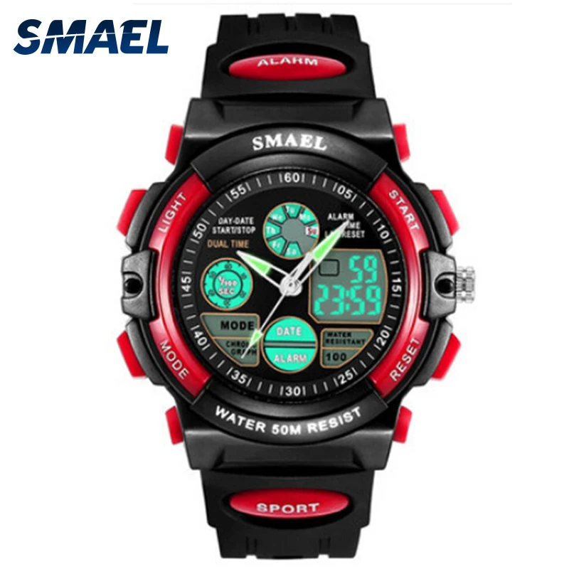 

Smael Luxury Brand Boys Girls Fashion Analog Digital Alarm Luminous Clock Outdoor Sport Children Kid Waterproof Quartz Led Watch