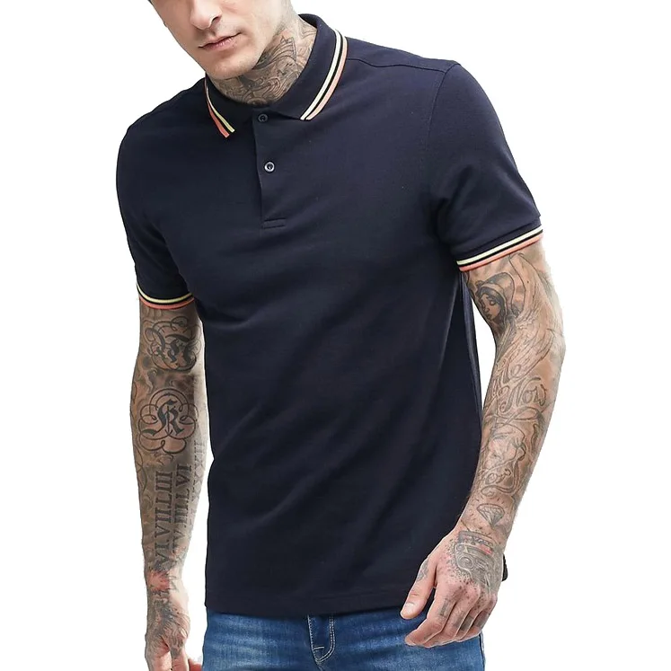 

China manufacturer men slim fit twin tipped polo shirt 100% cotton custom, Can be customized