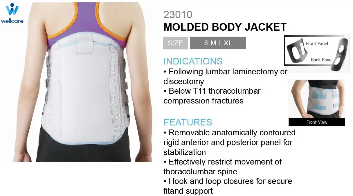 Wellcare Back Brace 23010 Molded Body Jacket Orthopedic Medical Back