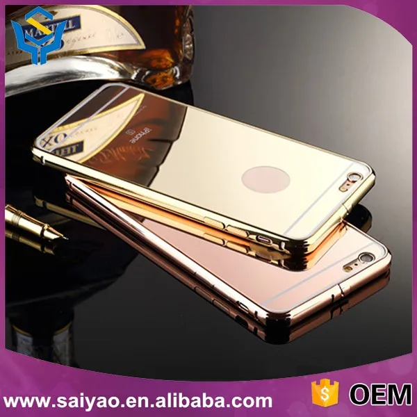 Free sample phone case metal aluminium Bumper Mirror Mobile Phone Case For iphone 6S