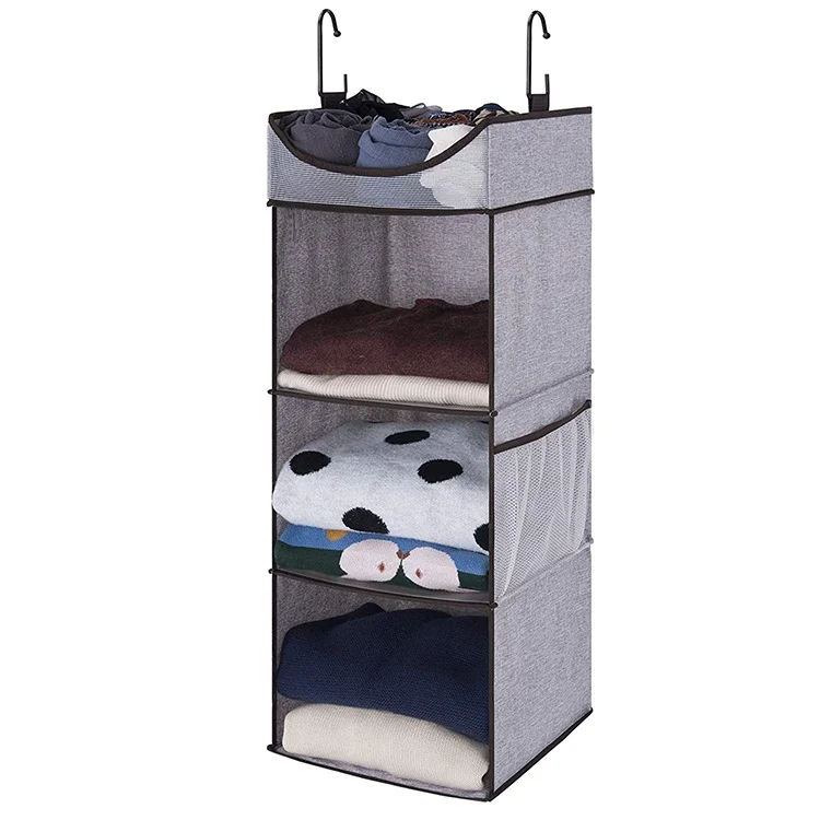 

Hanging Sweater Hanging Closet Shelf Bag Fabric Organizer With Mesh, Customized color