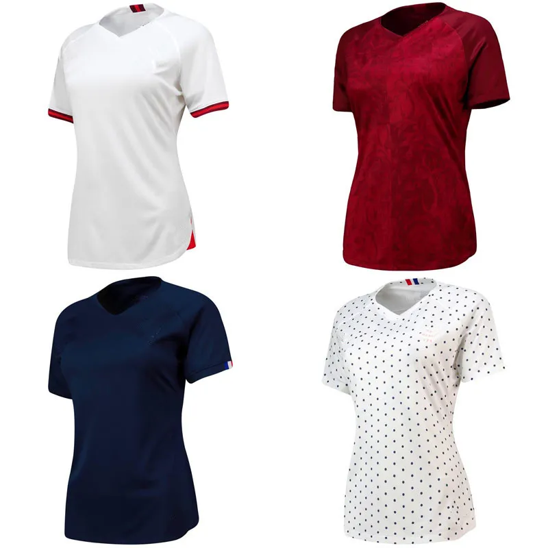 

Free Shipping to England France women football shirt 2018/2019 female ladies soccer jersey, White;red;blue
