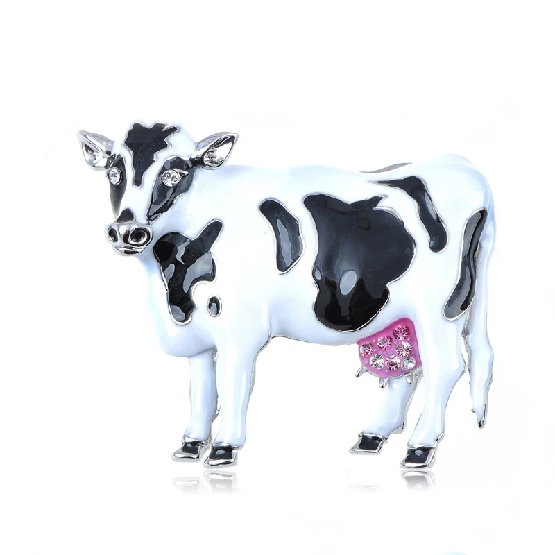 

Crystal Elements Enamel Painted Moo Cow Pink Accent Udders Pin Brooch, Picture