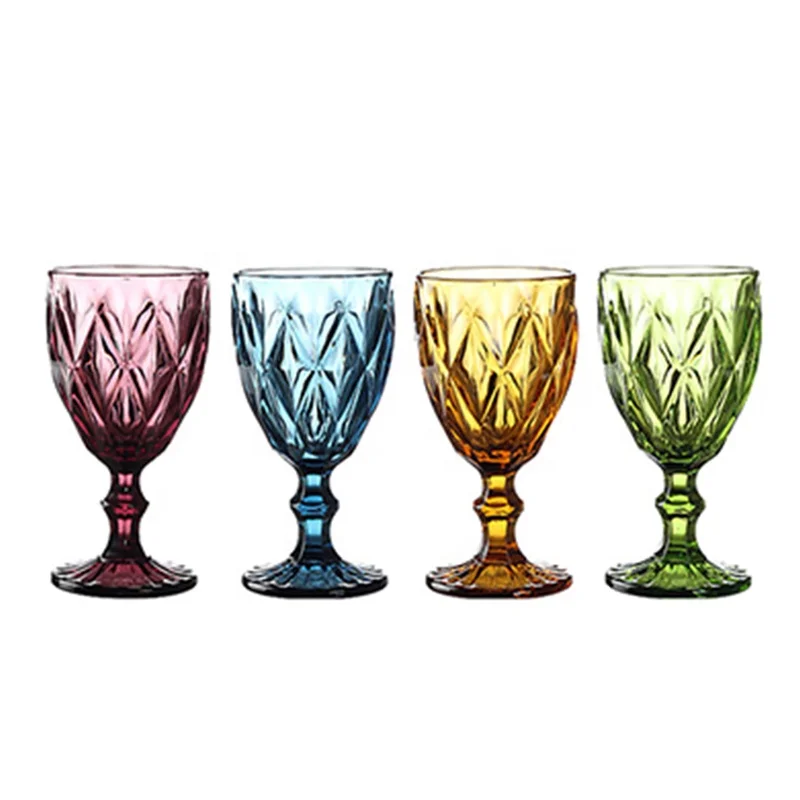 

Multi Color Best selling European Style wine cup Highgate set of 4 Goblets, Blue, green, purple, clear