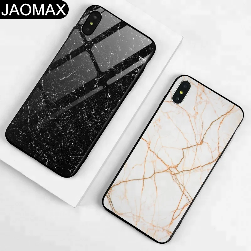 Fashion White Black Marble Custom Tempered Glass Cell Phone Case For iphone X 6 7 8 Back Cover Hard Phone Cases