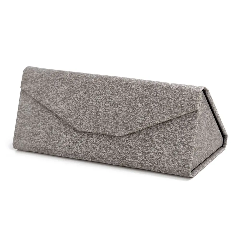 personalized triangle folding PU leather glasses cases with flap for reading glasses/sunglasses