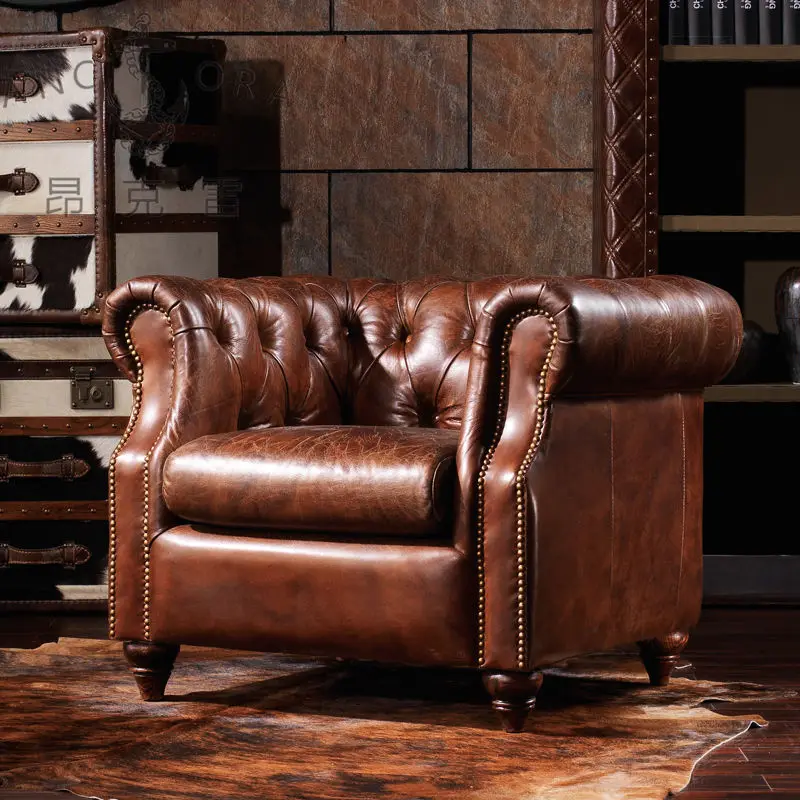 Chamber Used Full Grain Leather Chesterfield Sofa Chair Usa - Buy