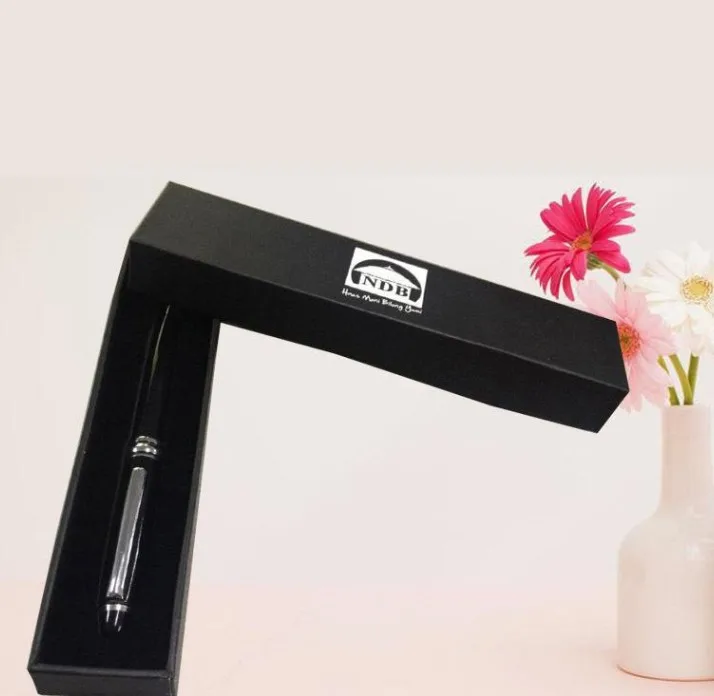 
China manufacturer wholesale custom eco-friendly matte black Lip and bottom hardboard carton paper gift pen packaging gift box 