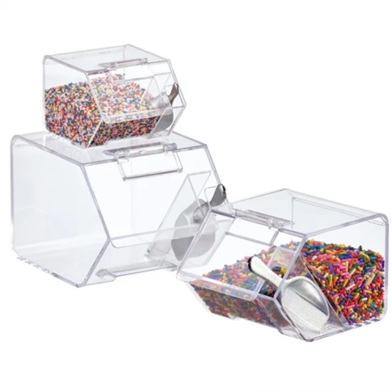 Custom Stackable Acrylic Candy Box Container With Scoop For Food Sugar