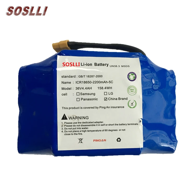36V series 18650 lithium ion battery pack for electric bicycle and scooter