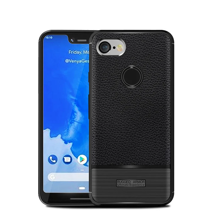 

Luxury Litchi Pattern Design Soft TPU Rubber Back Cover Phone Case For Google Pixel 3 XL 3XL