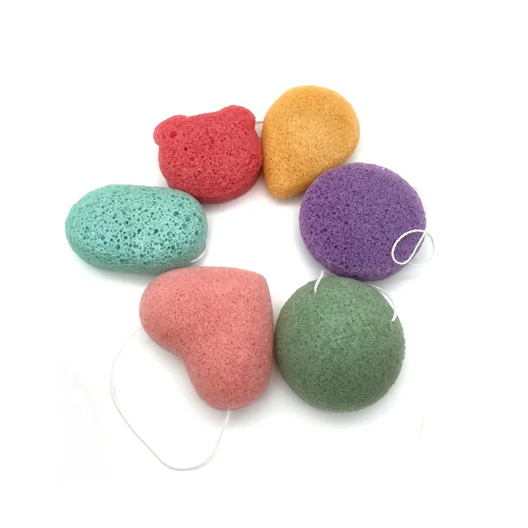 

Charcoal sponge konjac Sponge bamboo 100% natural facial, White/black/green/pink