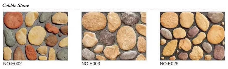 Cheap colorful random size artificial cobble design rive stone panel decorative stone