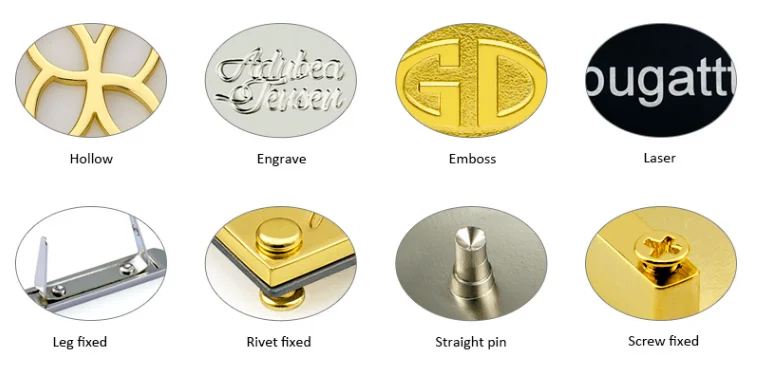 Fashion Gold Letter Plating Metal Plate Logo For Handbags Zinc Alloy