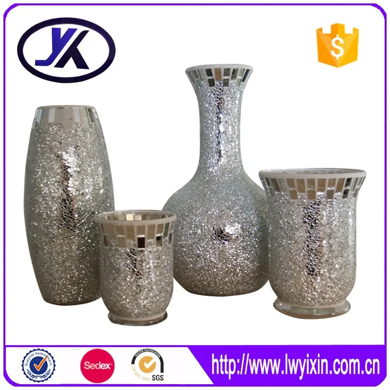 Glass Tall Goblet Wedding Centerpieces Floor Vase,Large Mosaic Mirror