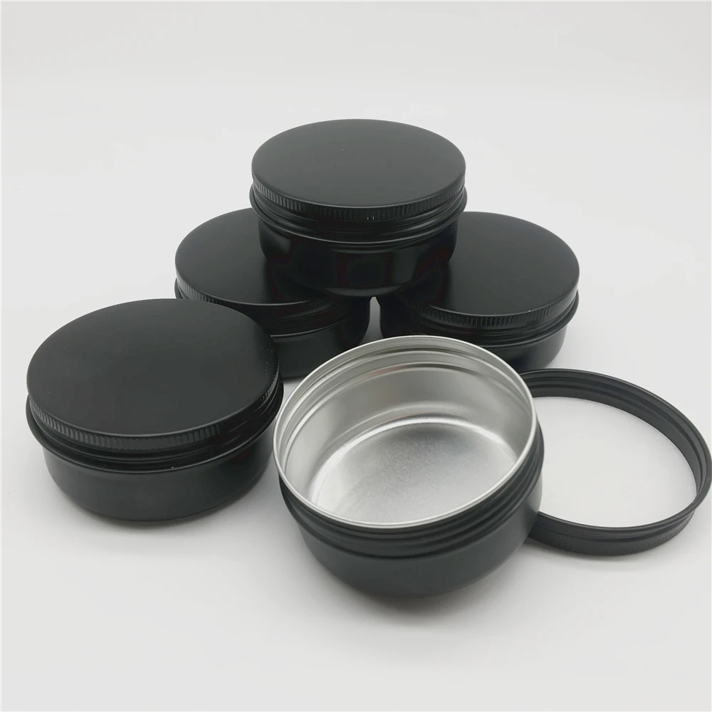 50ml Black Metal Tins Candle Tins Round Containers With Screwon Lids