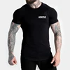 OEM Service Custom Logo Basic Black Tops Slim Fitness Wholesale Mens Gym Training T Shirt