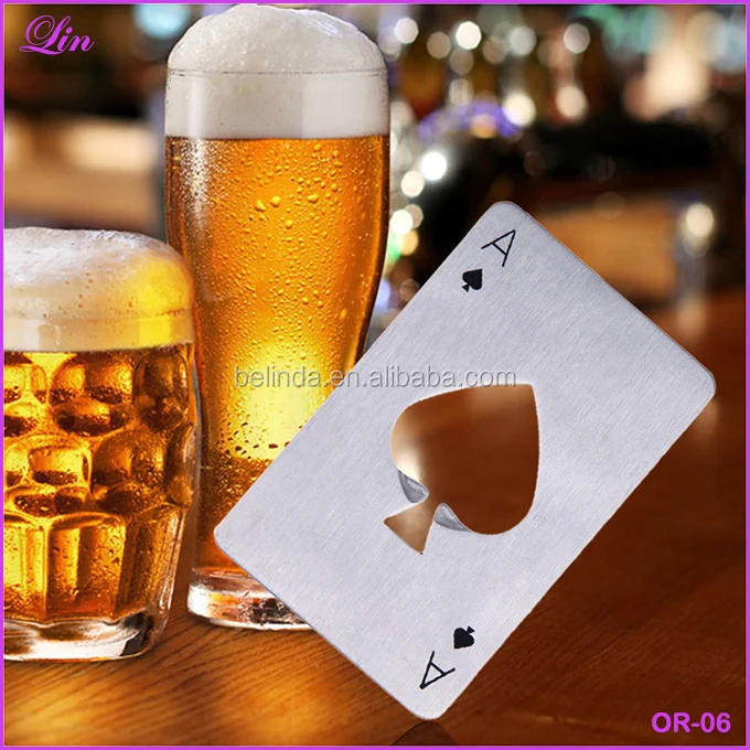 

Free Shipping by DHL/FEDEX Stainless Steel Poker Card Beer Bottle Openers