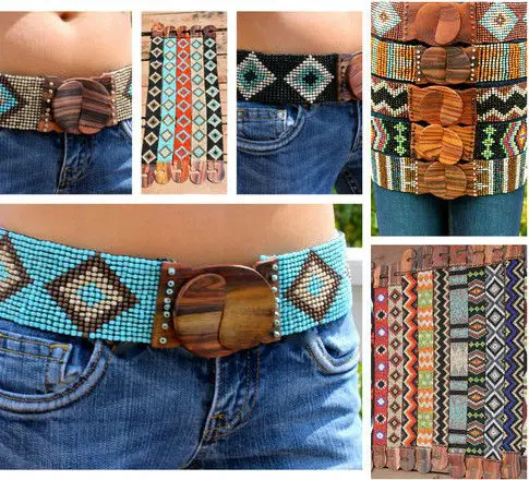 Men's Aztec Beaded Inlay Belt