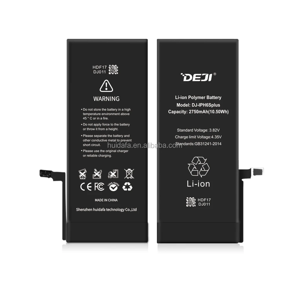 

DEJI 2750mAh 0 cycle CE FCC ROHS MSDS mobile phone battery for phone 6s plus battery, N/a