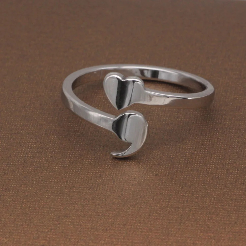 

Jewelry Heart Suicide Depression Awareness Heart Semicolon Women Ring Dropshipping