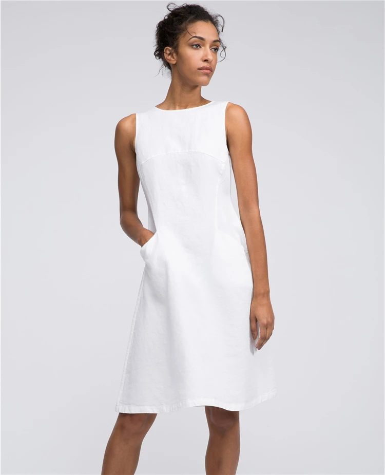 White Linen Dress Summer Sleeveless