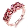 Abiding Fashion Sterling Silver Rose Gold Plated Wedding Ring Red Garnet Gemstone Silver Rings Women