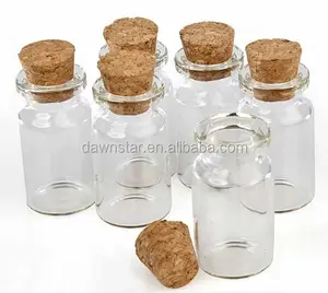 Image of clear mini 8ml glass jars wishing bottle with cork stoppers