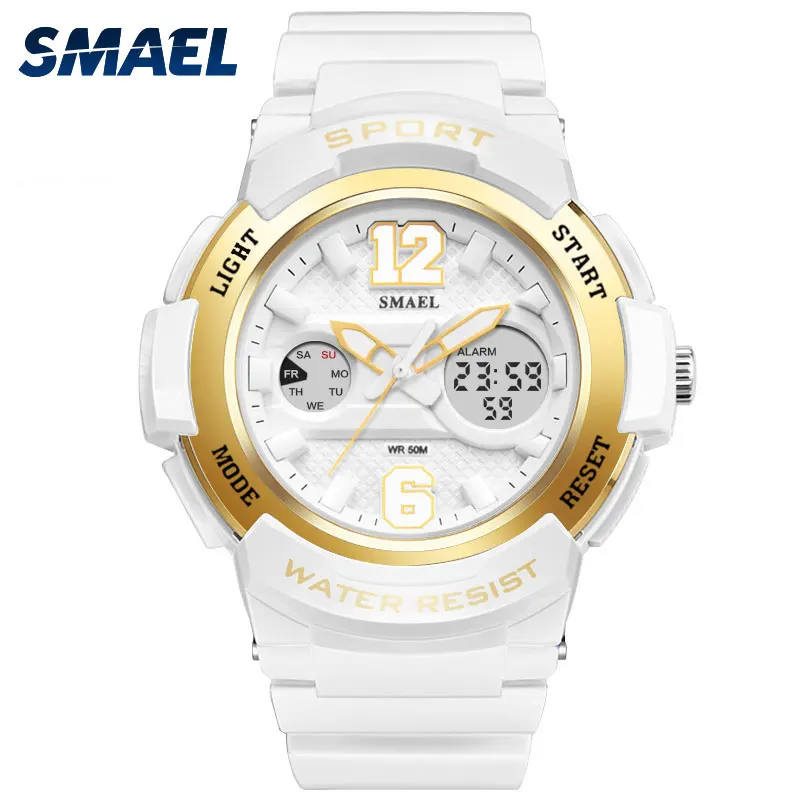 

Smael 1632 Brand Women Wrist Watches Digital Quartz Double Time Alarm Clock Fashion 7 Colors Waterproof Sport Ladies Watches Hot