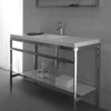 Handcrafted steel bathroom vanity with marble insets