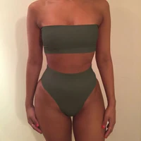 

Latest Design Summer Beach Sexy Bikini Solid Color Women Swimsuit Set Sexy Strapless Swimwear