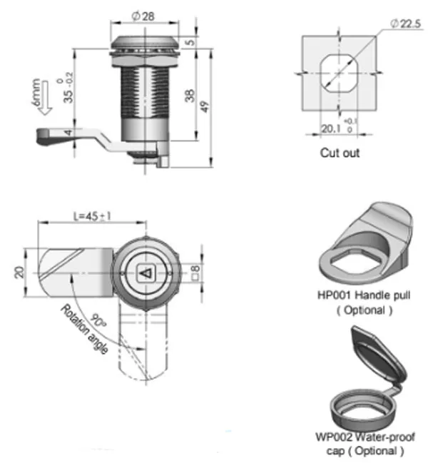 Ms8164b Cnc Stainless Steel Sus304 Quarter Turn Cam Locks Latch