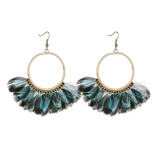 

Gold Dipped Feather Earrings natural feather earrings tassel earrings European style jewelry, Customized color