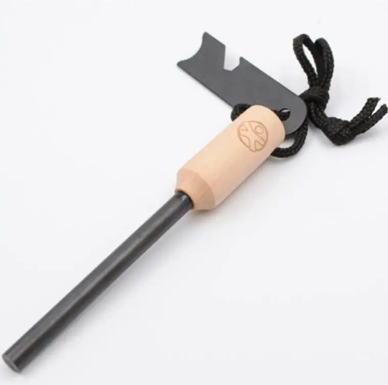 

90 x 8mmThick Bushcraft Fire Steel with Wood Handle,Ferro Rod Fire Starter for Survival 6 in 1 Multi-Tool, N/a