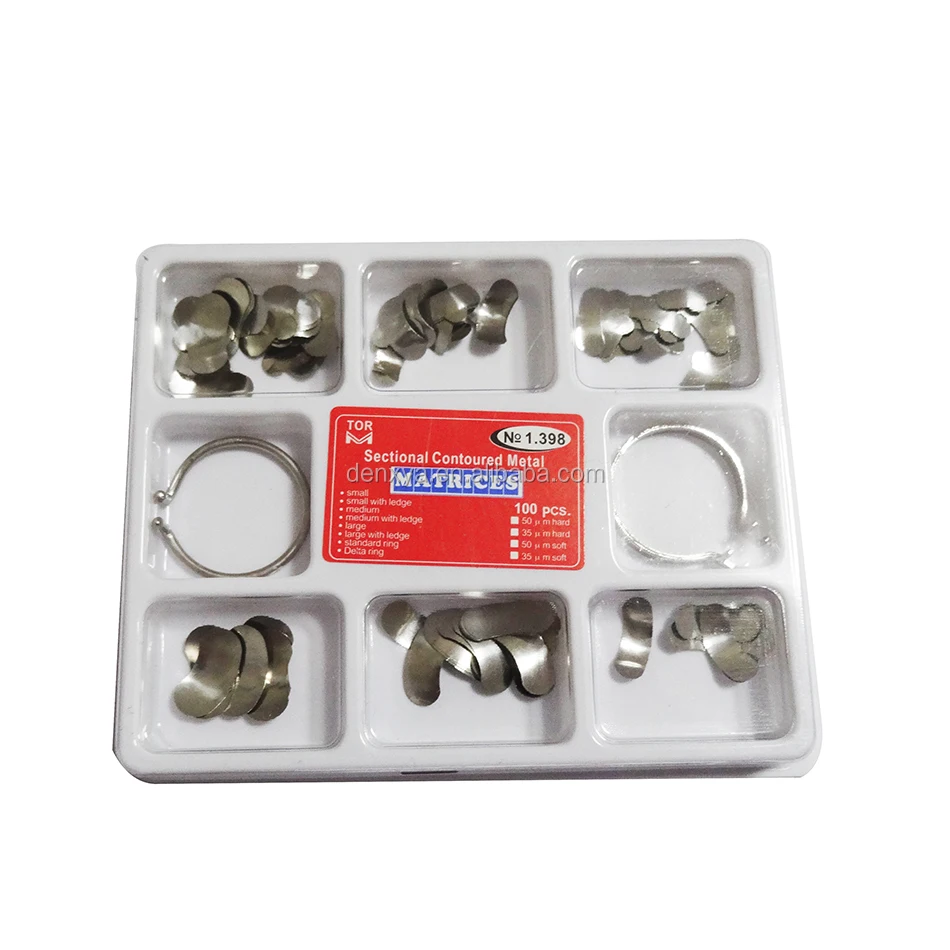 Denxy Dental Orthodontic Sectional Contoured Metal Matrices Matrix Bands 35um Hard 2 Ring Kits Buy Metal Matrices 35um Hard Orthodontic Matrices Matrix Bands Product On Alibaba Com