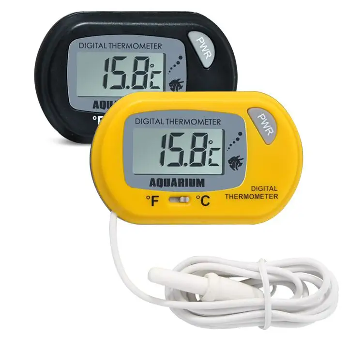 

Mini Digital Fish Aquarium Thermometer Tank with Wired Sensor battery included in opp bag Black Yellow color for option, 2 color